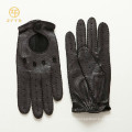 Men top grade fashion black color deerskin motorbike leather gloves